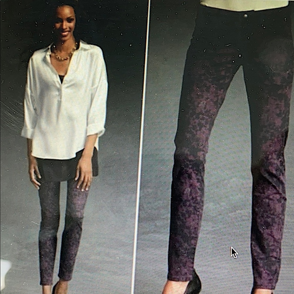 Cabi Purple Twilight Camo Skinny Jeans Size 8
